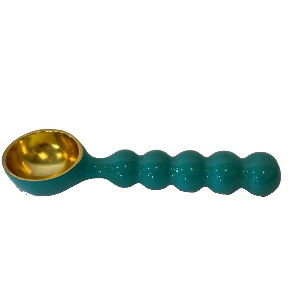 Teal Gold Ice Cream Scoop Bubble Handle Enameled Metal Melon Baller Serving Spoo